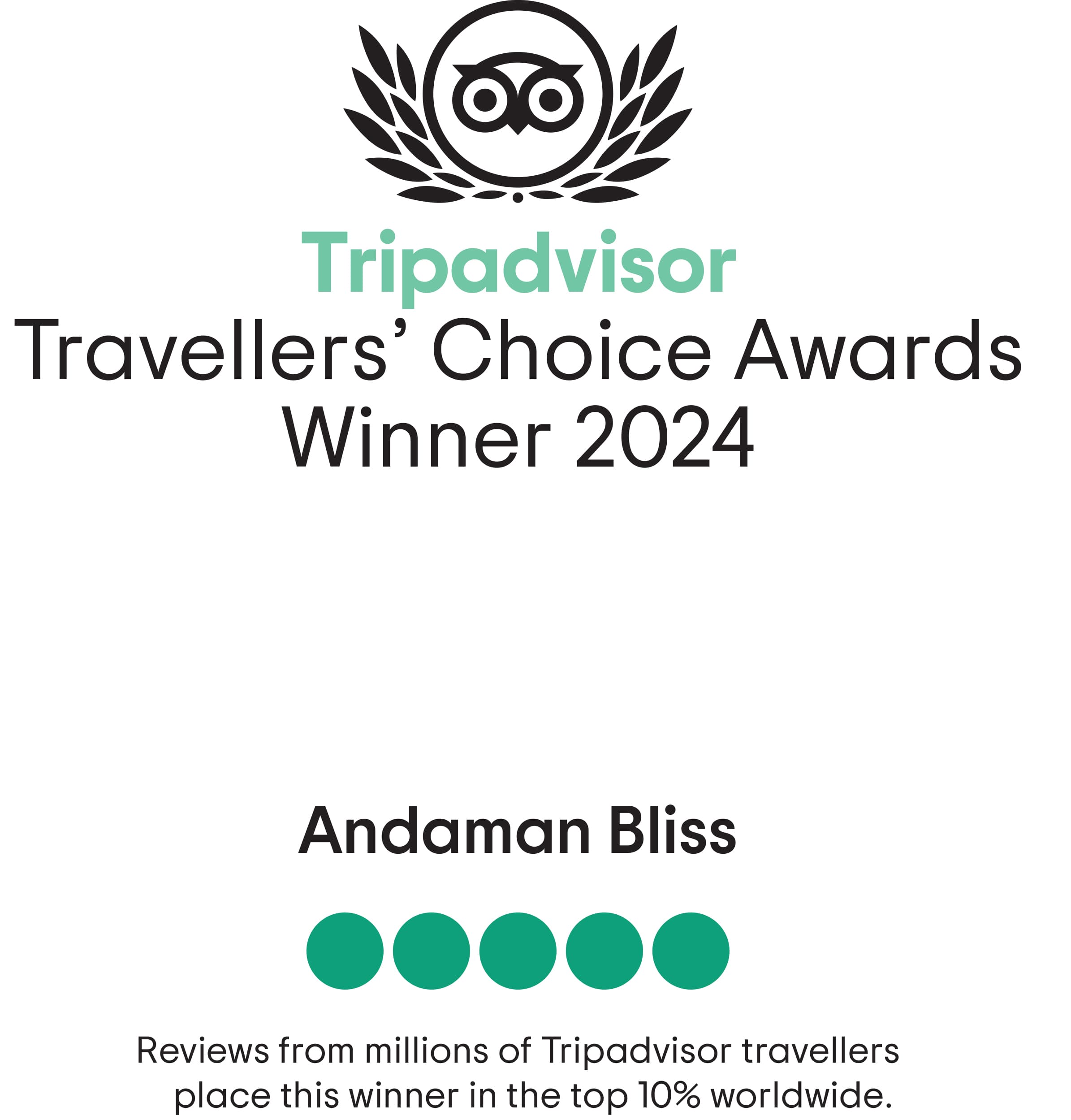 Travellers' Choice 2024 certificate awarded to Andaman Bliss